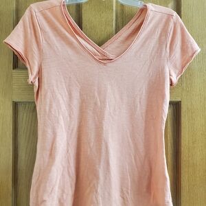 Maurices Peach Short Sleeve V-Neck Tee